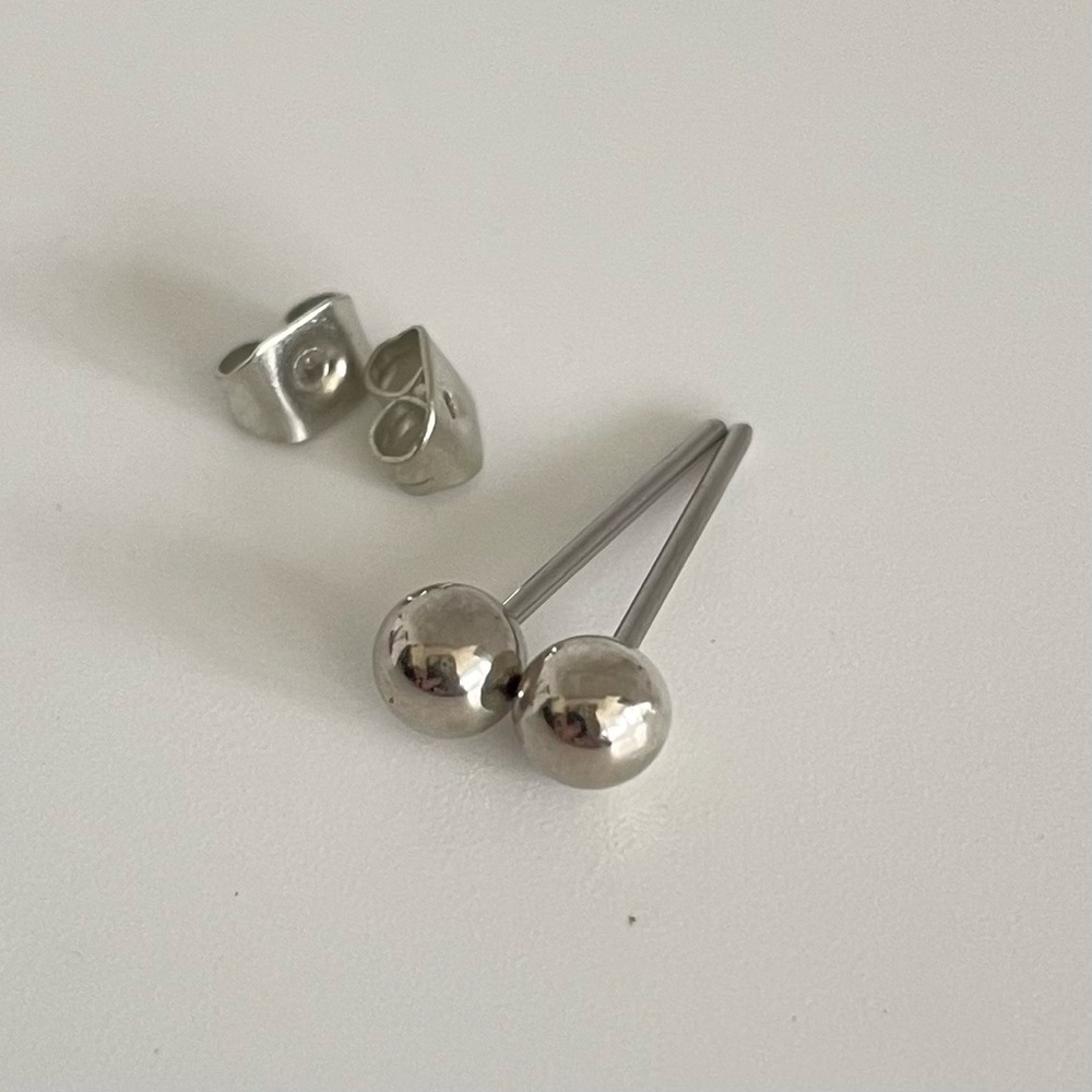 Silver Ball Stud Earrings